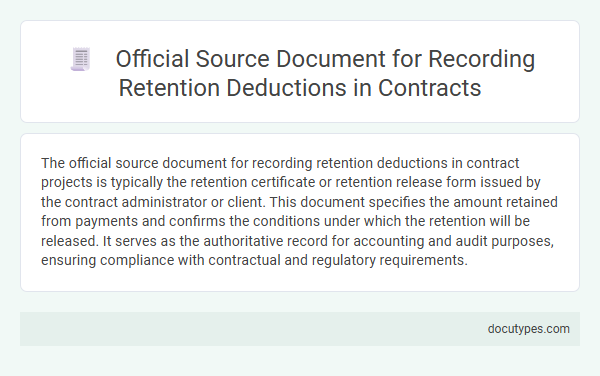 Official Source Document for Recording Retention Deductions in Contracts