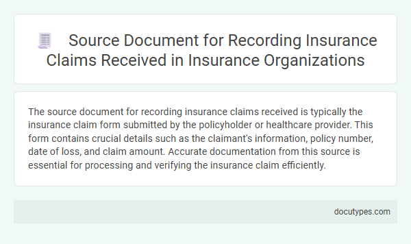 Source Document for Recording Insurance Claims Received in Insurance Organizations
