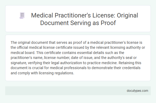 Medical Practitioner's License: Original Document Serving as Proof
