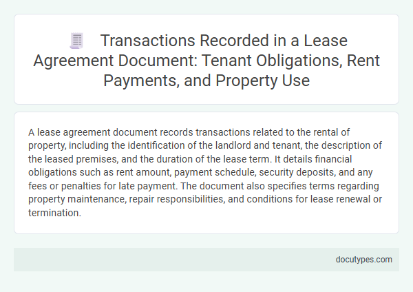Transactions Recorded in a Lease Agreement Document: Tenant Obligations, Rent Payments, and Property Use