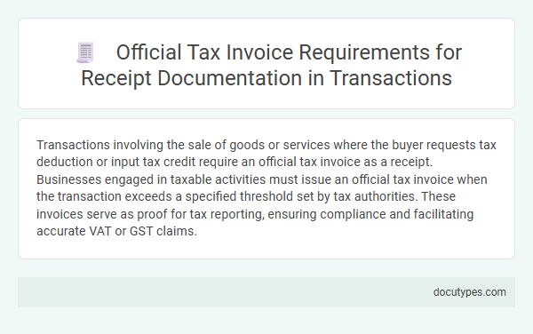 Official Tax Invoice Requirements for Receipt Documentation in Transactions