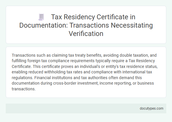 Tax Residency Certificate in Documentation: Transactions Necessitating Verification
