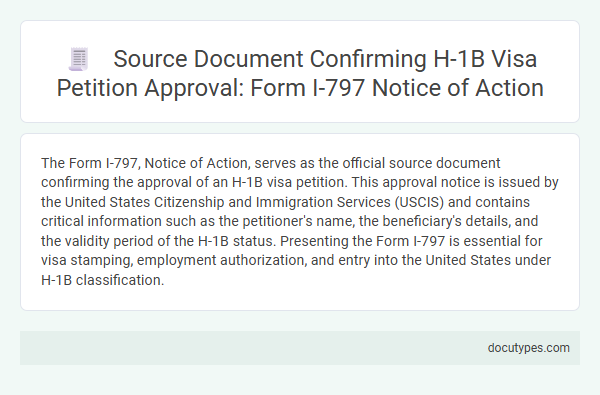 Source Document Confirming H-1B Visa Petition Approval: Form I-797 Notice of Action