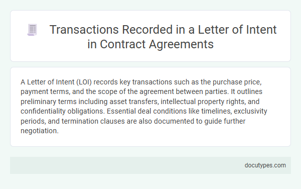 Transactions Recorded in a Letter of Intent in Contract Agreements