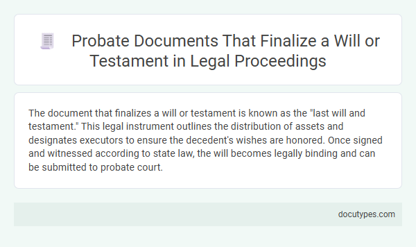 Probate Documents That Finalize a Will or Testament in Legal Proceedings
