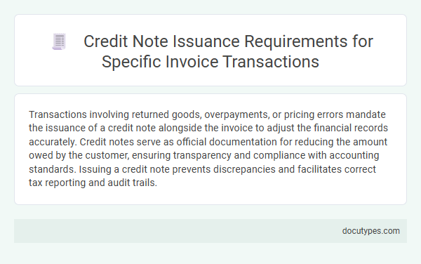 Credit Note Issuance Requirements for Specific Invoice Transactions