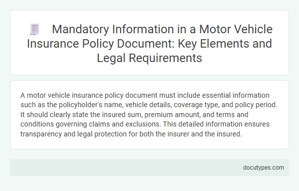 Mandatory Information in a Motor Vehicle Insurance Policy Document: Key Elements and Legal Requirements