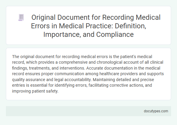 Original Document for Recording Medical Errors in Medical Practice: Definition, Importance, and Compliance