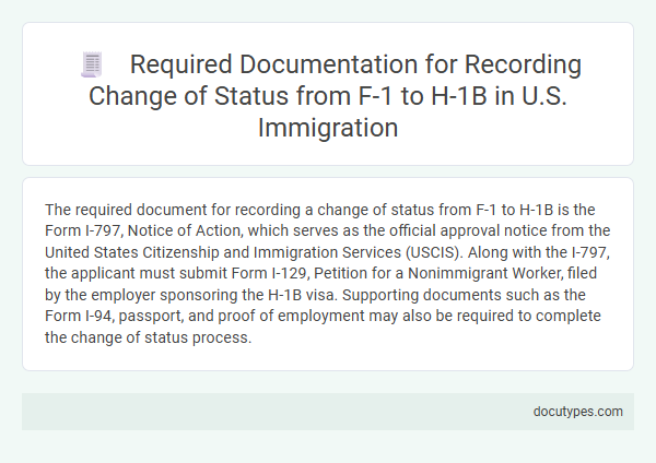 Required Documentation for Recording Change of Status from F-1 to H-1B in U.S. Immigration