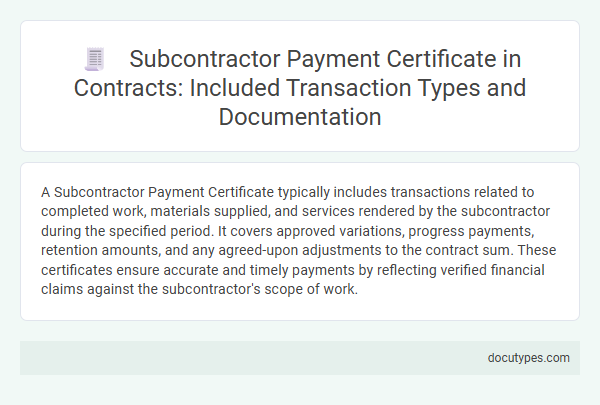 Subcontractor Payment Certificate in Contracts: Included Transaction Types and Documentation