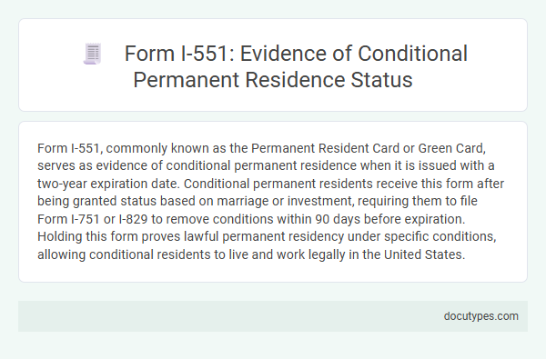 Form I-551: Evidence of Conditional Permanent Residence Status